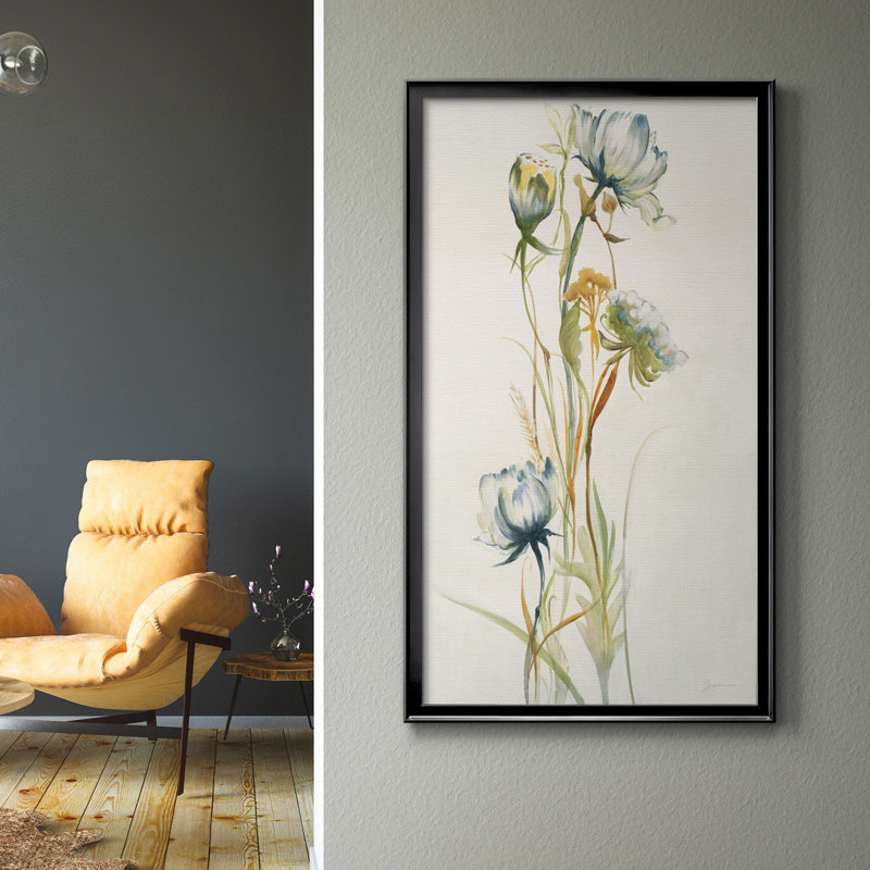«Late Summer Wildflowers I», reproduction d'art, H 40 po x l 20 po x P 1,25 po, Toile avec cadre noir, Pas de tapis