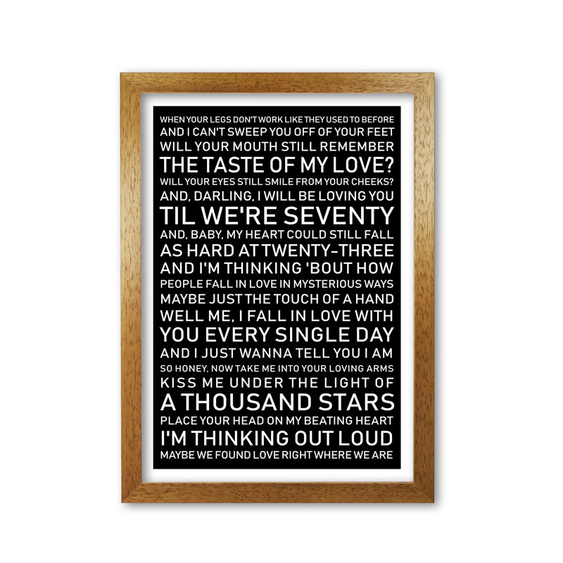 Thinking Out Loud - Print, Honey Oak Frame, 85 cm H x 60 cm W x 5 cm D