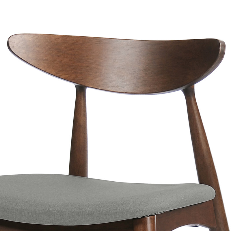 Paire de chaises en bois d'hévéa rétro avec structure, sièges rembourrés et assemblage facile en quelques minutes, Light Grey