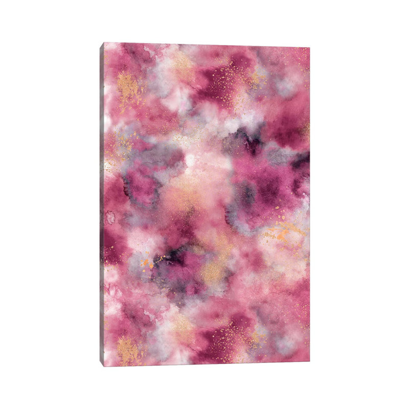 Marble Watercolour Gold Pink 1 Piece Wrapped Canvas Painting