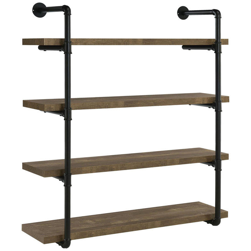 Tablette murale de 40 pouces en chêne noir et rustique - rehausse le style industriel, le rangement pratique ajoute un élément accrocheur au décor, offrant une organisation facile