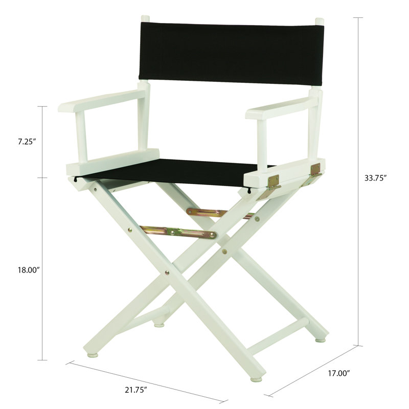 Chaise de réalisateur pliante 18 po, Noir, noir, noir, noir, Blanc