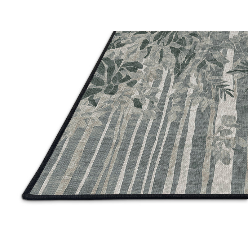 Machine Washable Gray Area Rug, Rectangle 6' x 9'