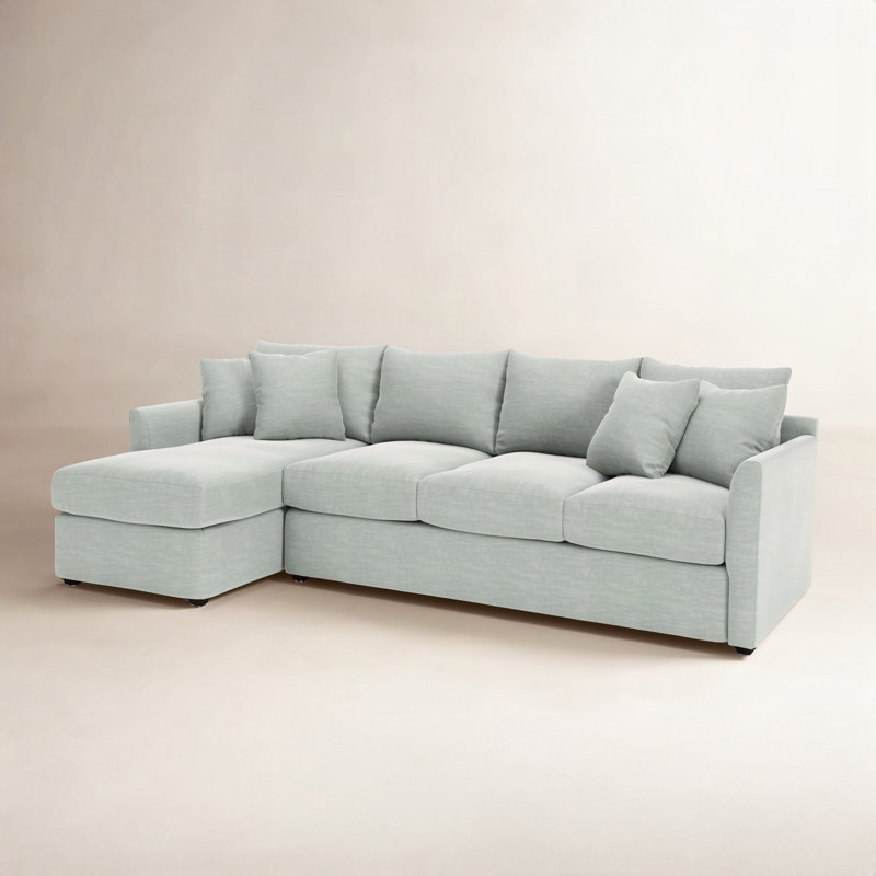 Canapé et chaise large 110 po Cecelia, Blanc sergé décoloré classique, Accoudoir à gauche (vu de face)