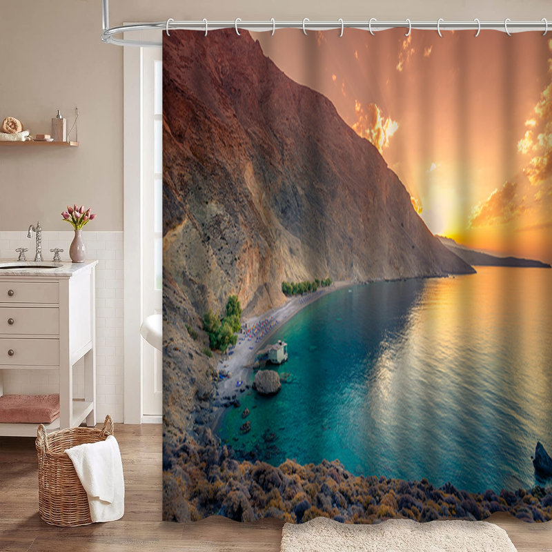 Rideau de douche Sweet Fresh Water Sunrise Beach avec 12 crochets, L 72 po x l 84 po