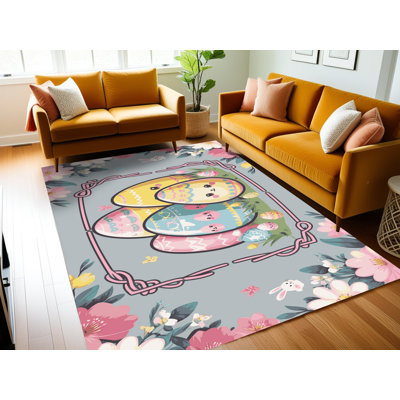 The Holiday Aisle® Washable Easter Spring Holiday Rug