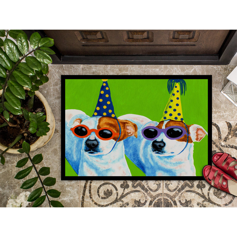 Tapis de porte d’extérieur antidérapant terriers à fêtes jack, Rectangle 1 pi 6 po x 2 pi 3 po