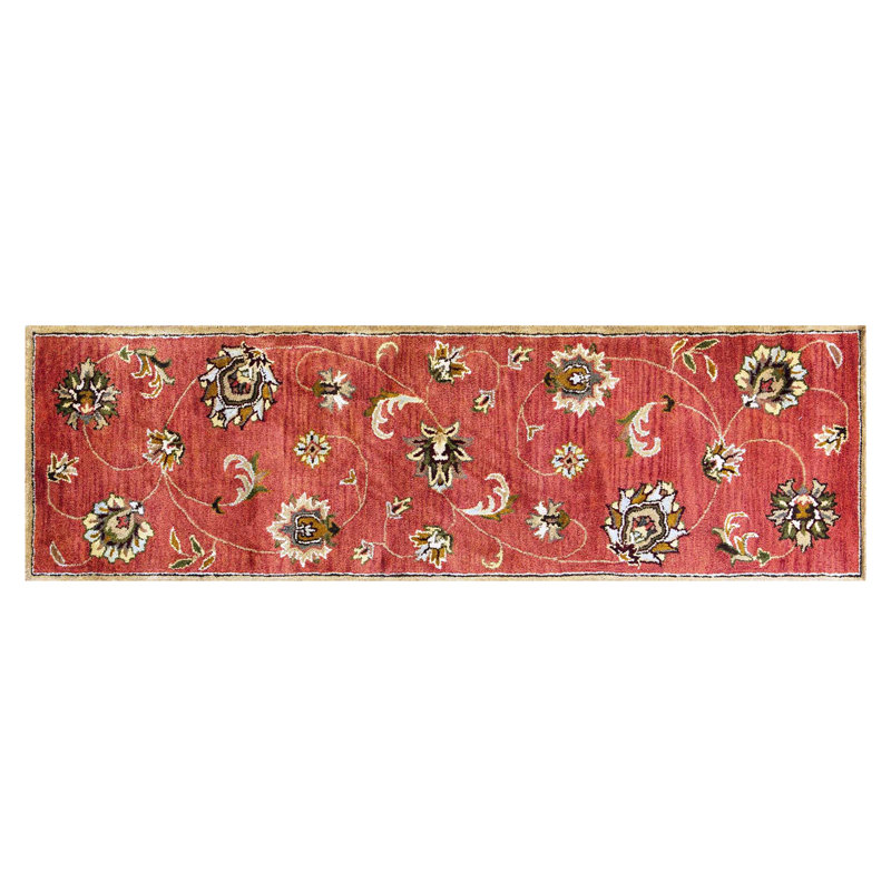 Tapis intérieur floral touffeté à la main Lowrie Sienna, Tapis de couloir 2 pi 3 po x 7 pi 6 po