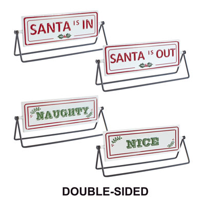 Reversable Santa Iron 2 Piece Sign Set