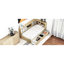 Lit de jour simple en bois avec tiroirs de rangement, ports et agencements efficaces - massif dans deux commodes, prises-1445418346
