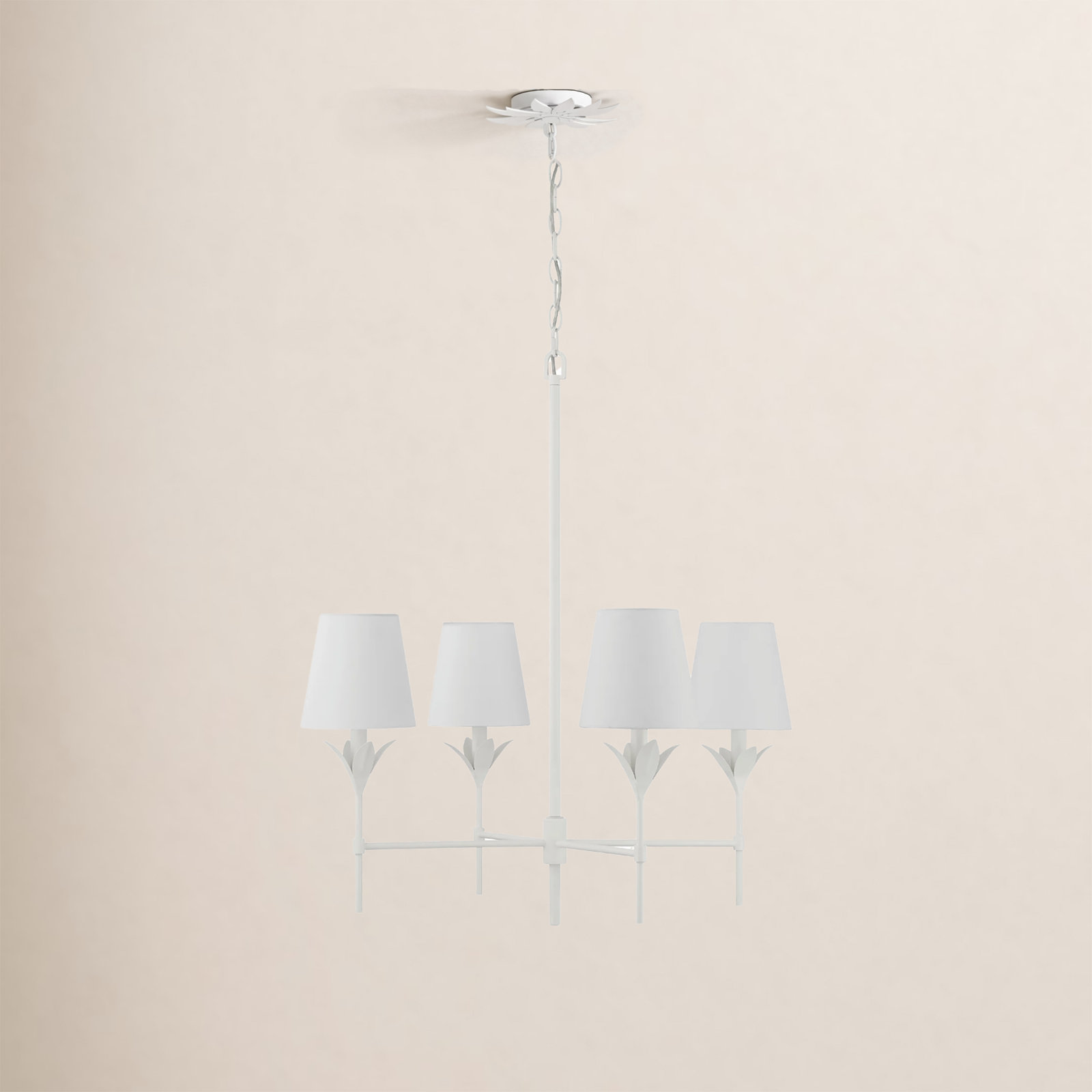 Iron 4-Light Chandelier, Matte White