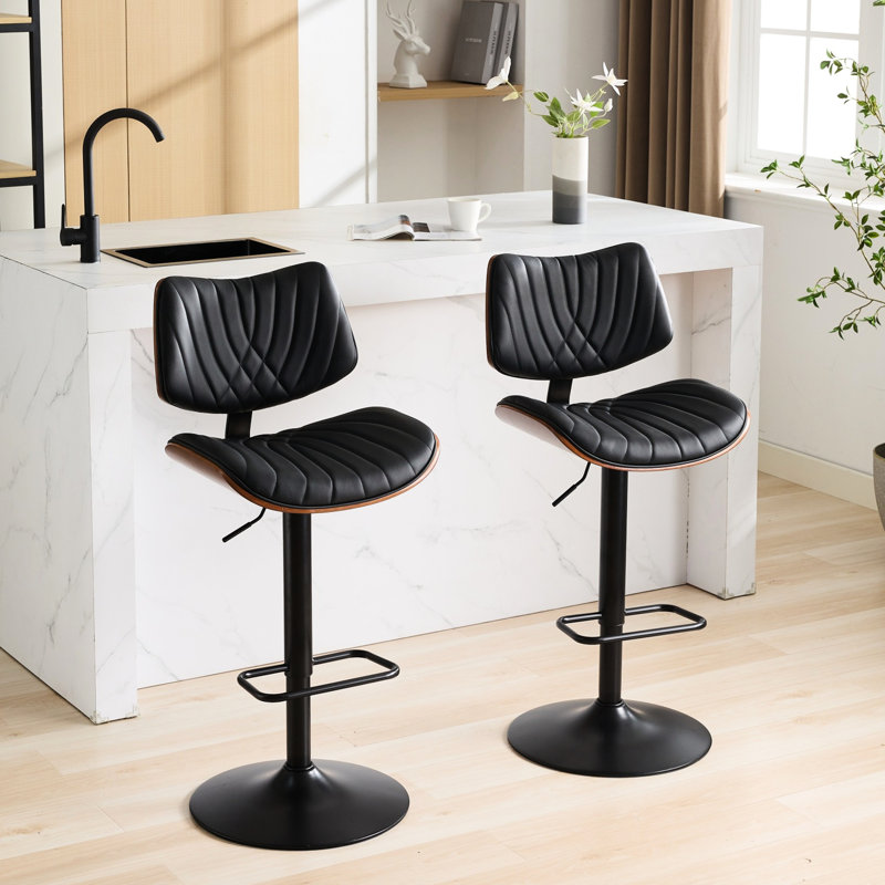 Tabouret pivotant à hauteur de comptoir Rosanne, Polyuréthane noir