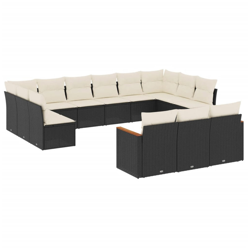 Ensemble de canapé de jardin Vidaxl noir et blanc crème