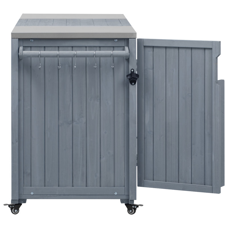 Îlot de cuisine d'extérieur 66,5 po K&K, Gris te bleu