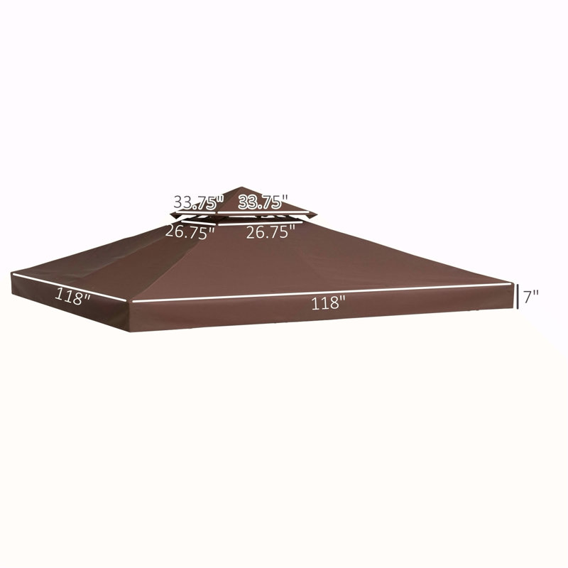 Outsunny 9.8' X 9.8' Gazebo Replacement Canopy, 2-Tier Top UV Cover For 9.84' X 9.84' Outdoor Gazebo Models 01-0153 & 100100-076, Coffee (TOP ONLY)
