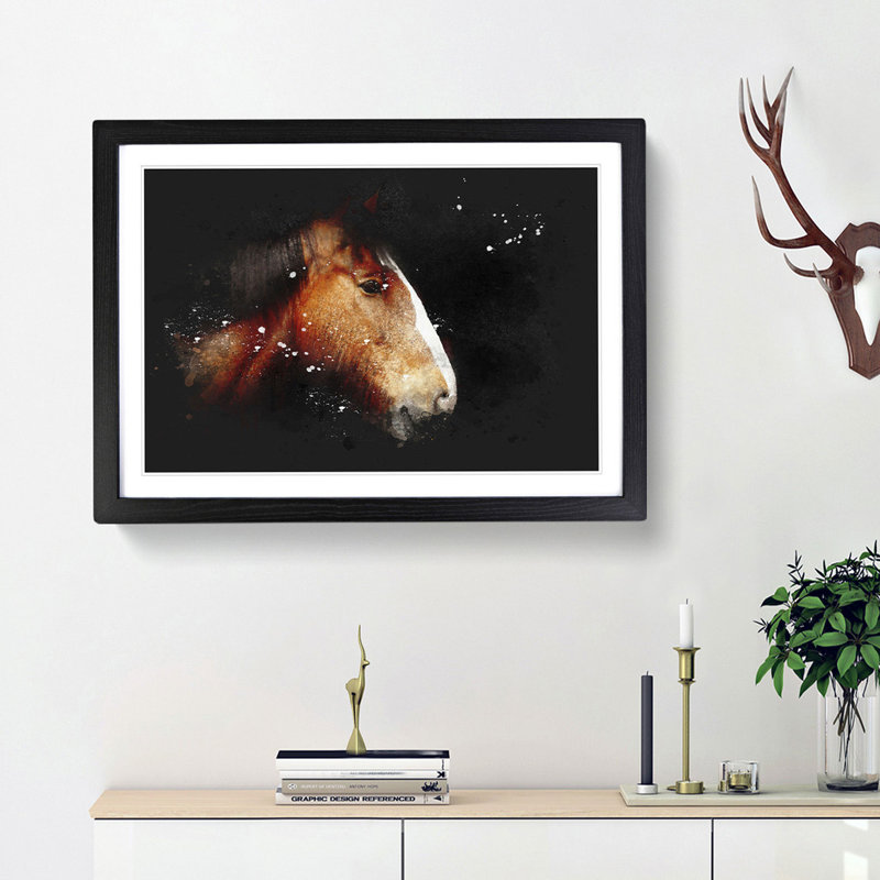 Brown Shire Horse - Framed Print, Black Framed, 45cm H x 63cm W x 2cm D