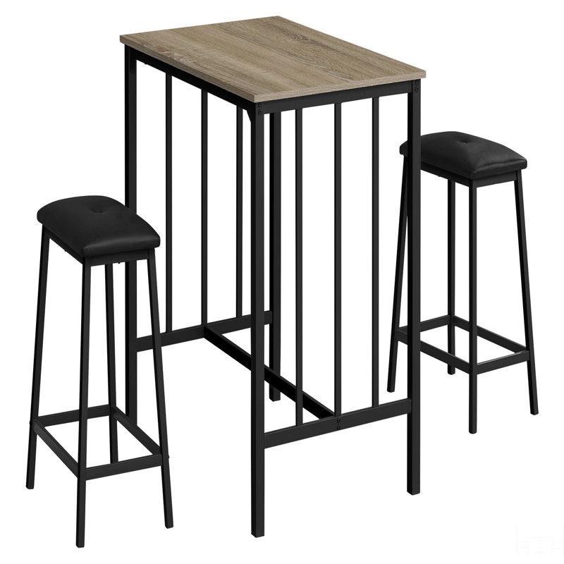 Ensemble de salle à manger, ensemble 3 pièces, hauteur comptoir, 36 po rectangulaire, Noir, Brun, Noir