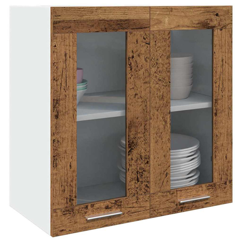 Audrielle Kitchen Wall Cabinet Lyon with Glass Door 60x31x60 cm, Old Wood