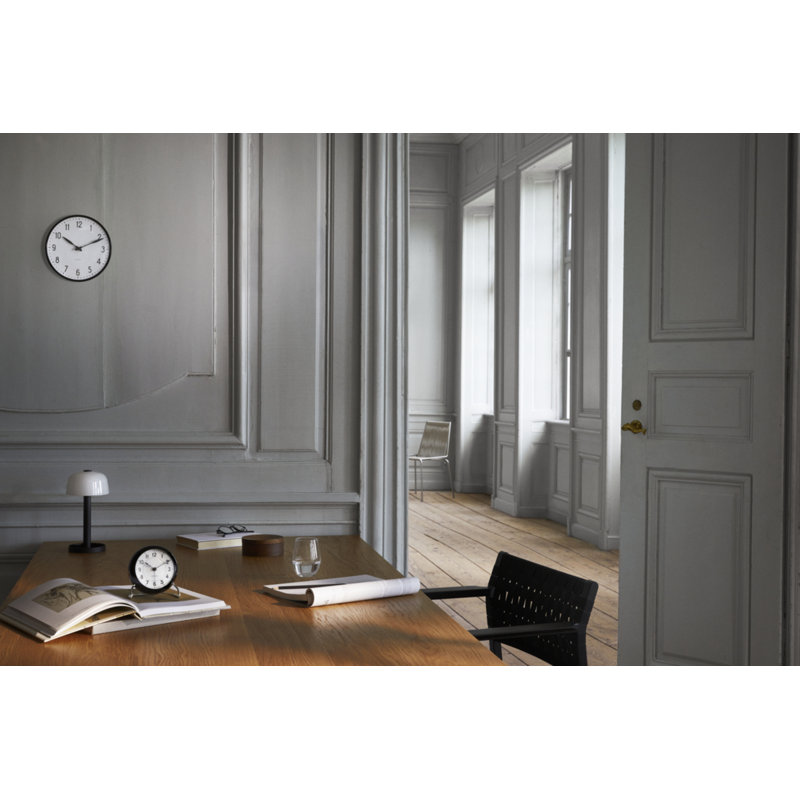 Station Electric Clock, White/Black/Silver