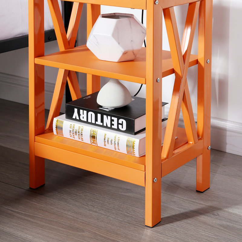 Ensemble de lit et table de chevet 3 pièces Kempst, Orange, Grand