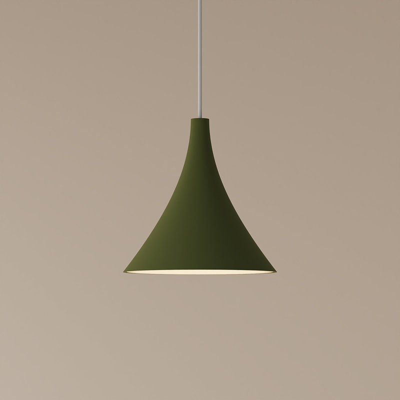 Gota Pendant Light, White, 14" H x 9.84" W x 9.84" D, Olive