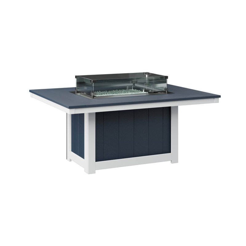 Berlin Gardens Donoma Rectangular Fire Pit Table, Navy Blue, 24" H x 53.87" W x 41.37" D
