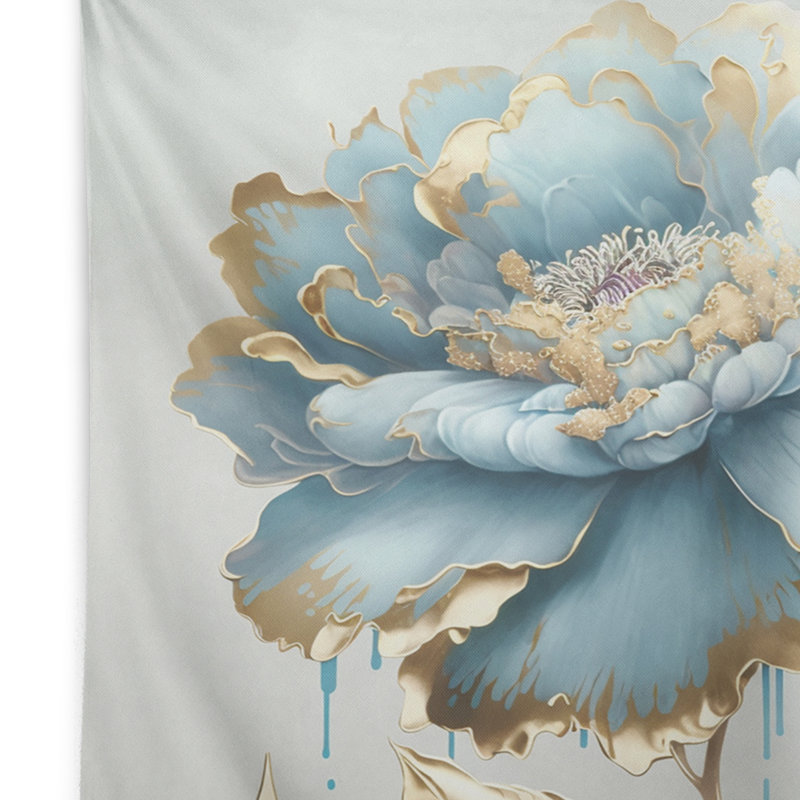 Tapisserie en polyester chic à fleurs bleues avec punaises, H 50 po x l 60 po