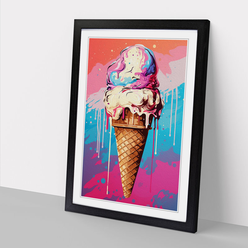 Ice Cream Pop Art - Framed Print, Black, 46cm H x 34cm W x 2cm D
