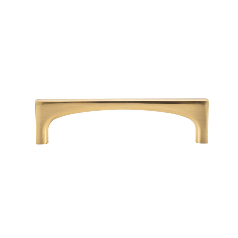 Pack Paquet de 10） Poignée d'armoire courbée moderne en aluminium de 12 po avec arche souple, Laiton poli, 5.06"