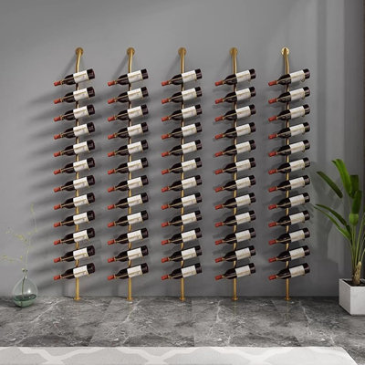 Large Wall Mount Wine Rack, H 72.8Inch Wall Mounted Shelves For Bar, Holds 12 Metal Wine Storage Holder, For Commercial Restaurants Pantry Bar Wine Ce