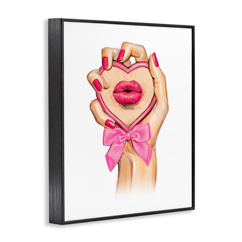 Giclée rose sur fond de miroir rose, design par Ziwei Li, H 14 po x l 11 po, Giclée encadrée noir minuit