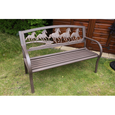 Horses Themed Steel and Cast Iron Bench