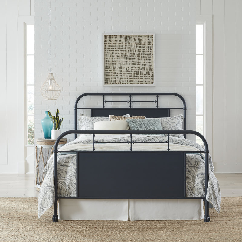 Edmund Metal Standard Bed, Full, Navy