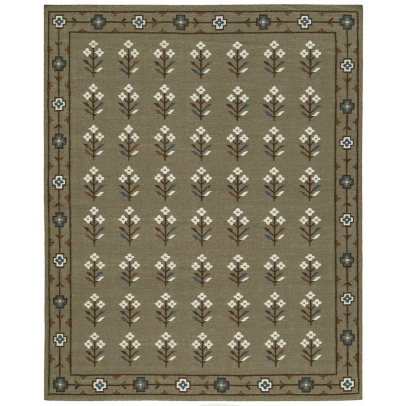 Tapis d'intérieur en laine Heidi, Vert, 7 pi 9 po x 9 pi 9 po