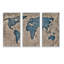 Ancienne carte du monde I - 3 pièces sur toile, cadre flottant-1008748010-1008748014
