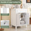 Meuble-lavabo moderne de 24 po avec lavabo, armoire de rangement en bois massif avec portes à fermeture douce et tablette réglable, blanc-1823518672