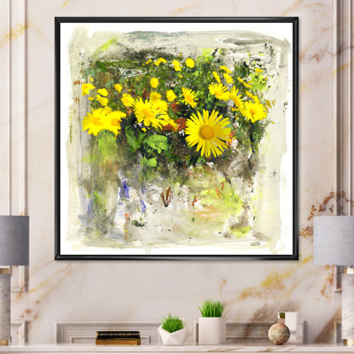 " Abstract Yellow Flowers " Painting Print
