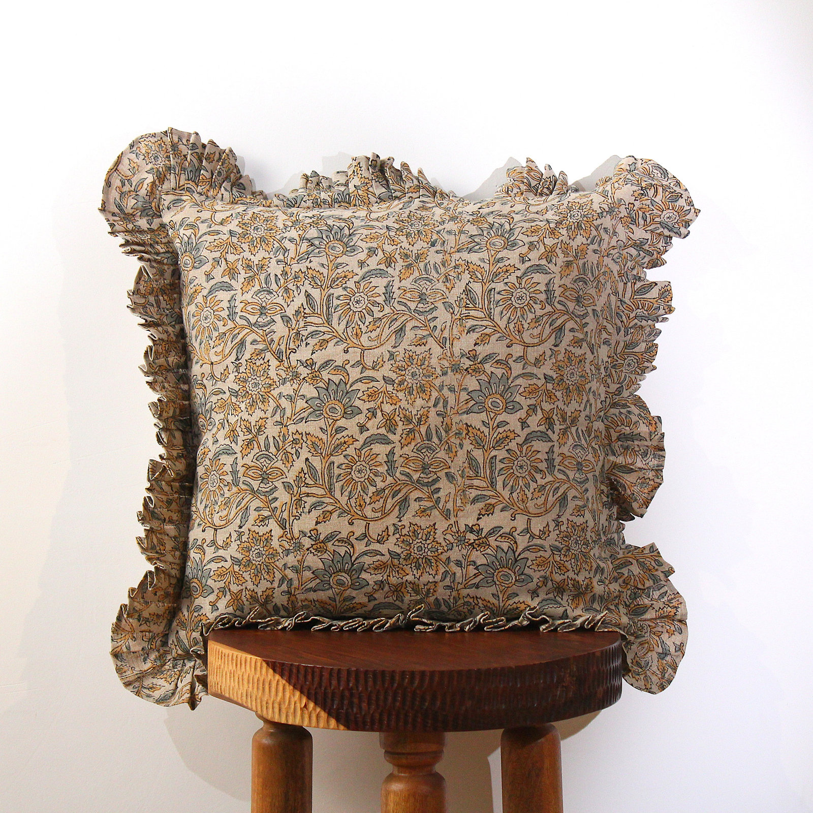 Floral Linen Throw Pillow