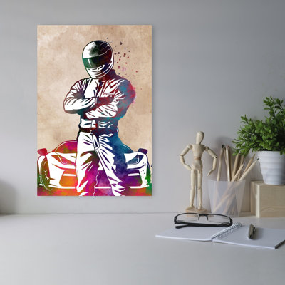 «Racer and Sports Car Abstract Colorful Modern Horse», reproduction d'art murale