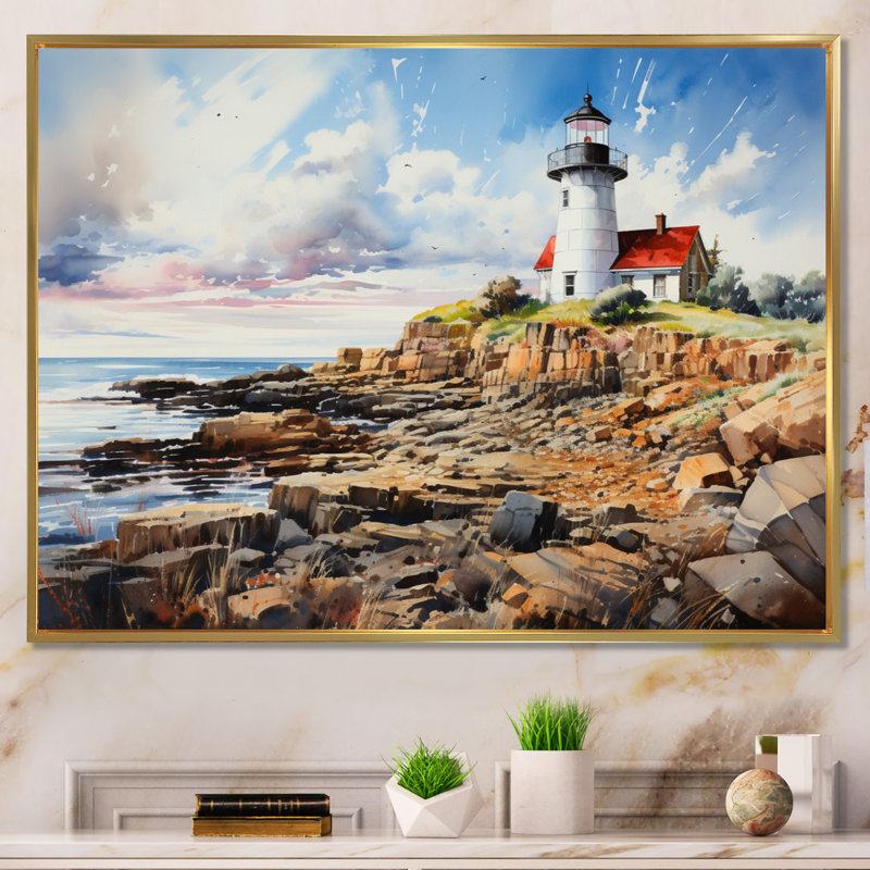 Reproduction d'art sur toile encadrée, "Phares canadiens III", 30" H x 40" W, Black Picture Framed