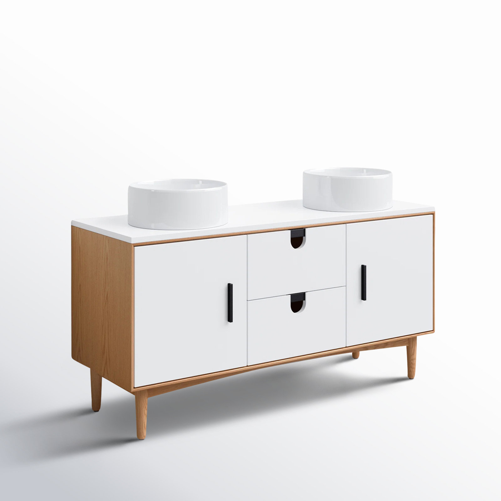 Antonina 60" Double Bathroom Vanity, Matte White