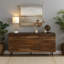 Console de buffet, 3 panneaux de bois de sheesham brun rainuré de 64 po