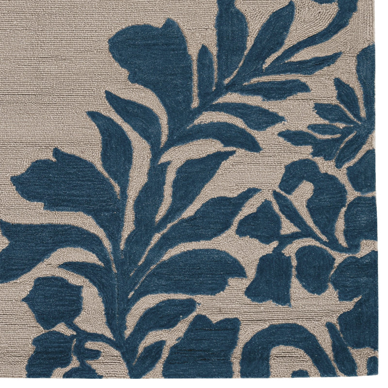Tapis fait main Equelle ivoire et cobalt, Rectangle 8 pi x 10 pi