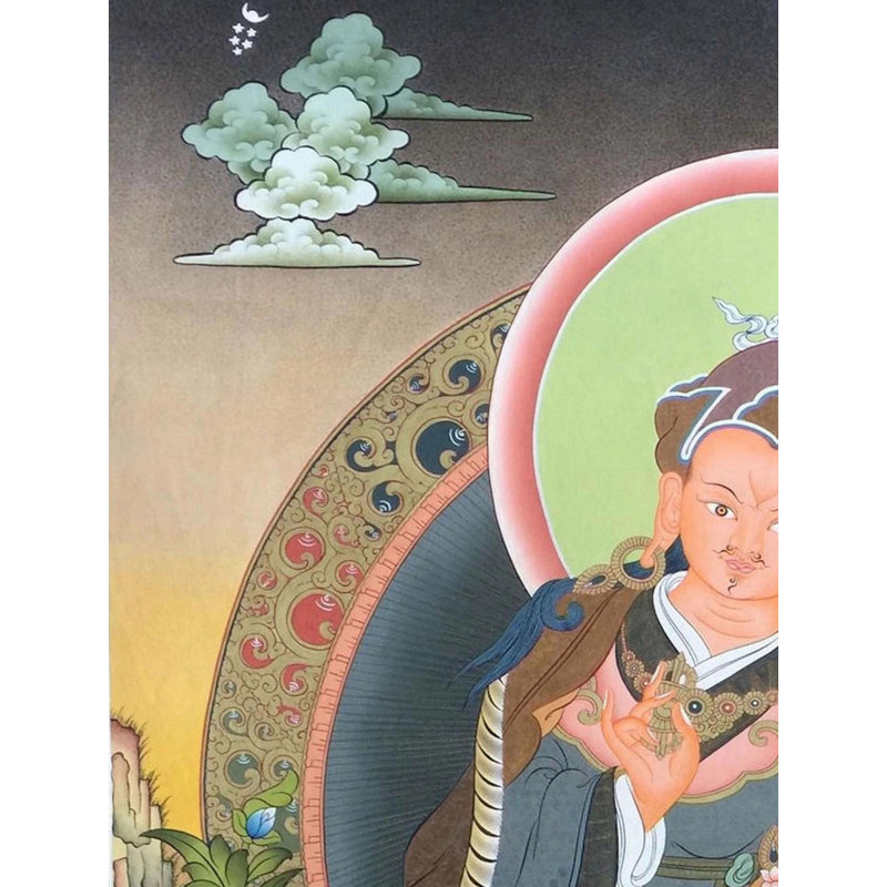 Gourou Rinpoché avec Trident Thangka (Brocadeless Thangka)
