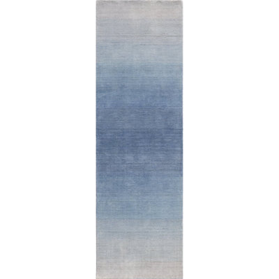 Tapis bleu dégradé en laine tissé à la main Gradations