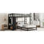 Lit superposé simple au-dessus de noir fabriqué en métal avec garde-robe encastré, sous le lit gigogne rétractable, bureau de nuit pliable et fonctionnement silencieux, convenant pour un dortoir, une table de travail sur roulettes, pleine longueur-717008545