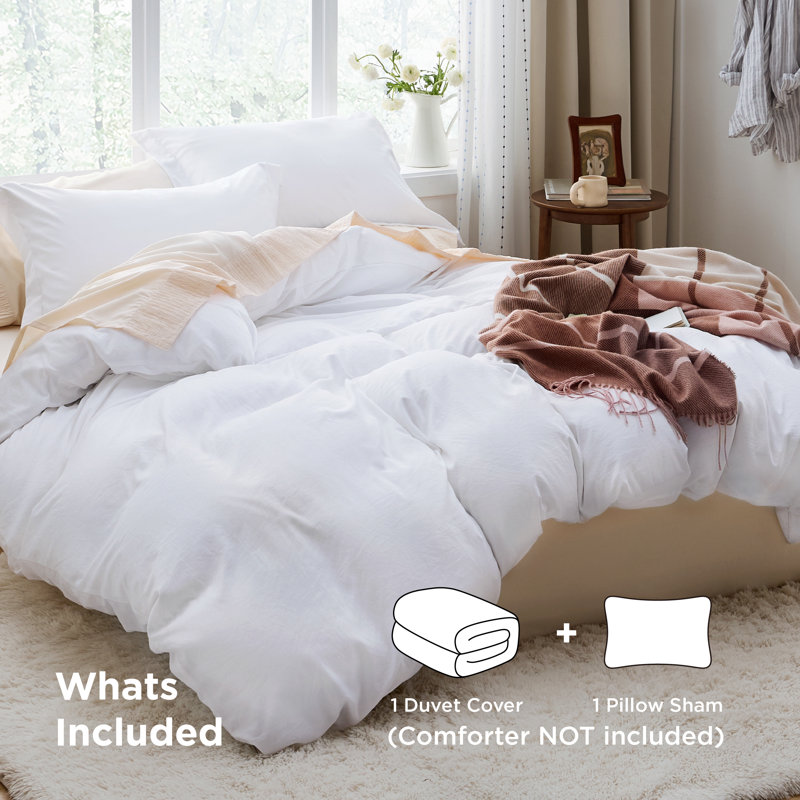 Ensemble de housse de couette prélavée très douce pour le lit 109 g / m² GentleSoft ™, Blanc brillant