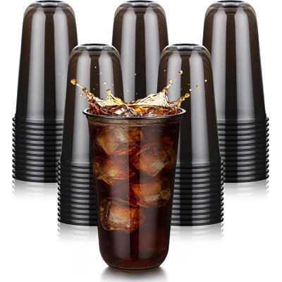 100 Pcs 18oz Black Plastic Cups