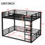 Lit superposé en métal, structure de lit superposé au-dessus du plancher double, lit superposé robuste pour enfants, adolescents, adultes, conception à bruit réduit, noir