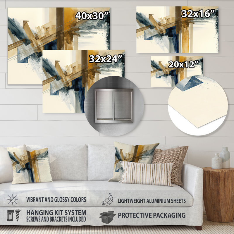 Aquarelle moderne moderne II - décoration murale moderne en métal, H 24 po x l 32 po x P 1 po